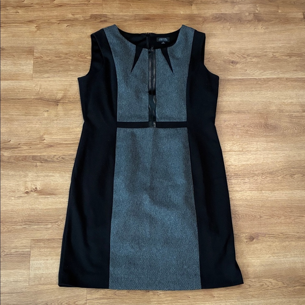 Tahari ASL Black‎ and Gray Midi Dress